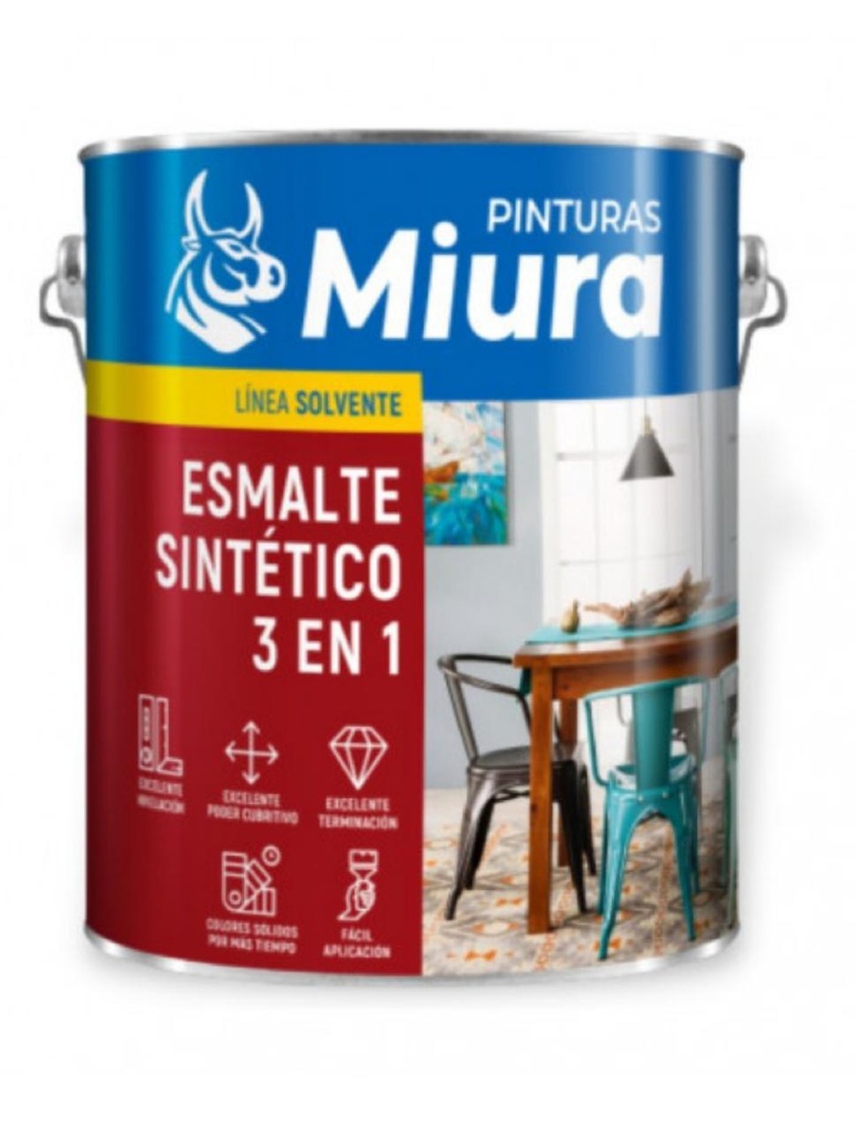 ESMALTE 3 EN 1 NEGRO 1LT. SINTETICO MIURA